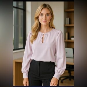 J Crew Women’s Shirt XS Petite lavender Puff Sleeve Satin Back Crepe Office